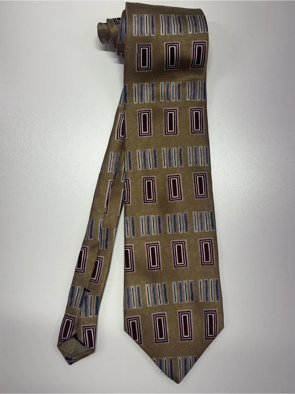 Vintage Bellini 90s Silk Geometric Tie USA Made Retro Mens